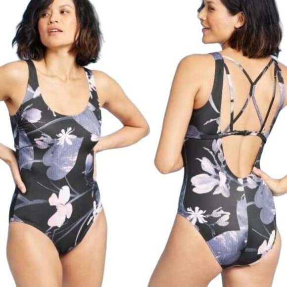 All In Motion One Piece Swimsuit S M L Floral Sun Protection UPF 50+ - Picture 1 of 9